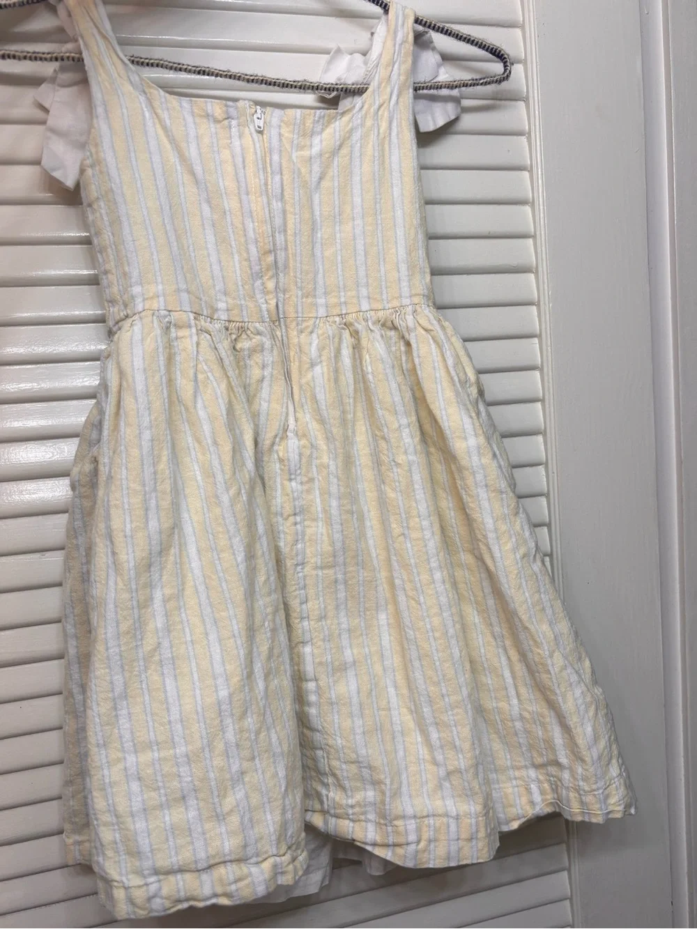 Hope & Henry Linen Bow Shoulder Dress, Sunlit Stripe, Size 4